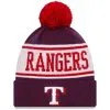 Youth Texas Rangers New Era Royal Banner Cuffed Pom Knit Hat